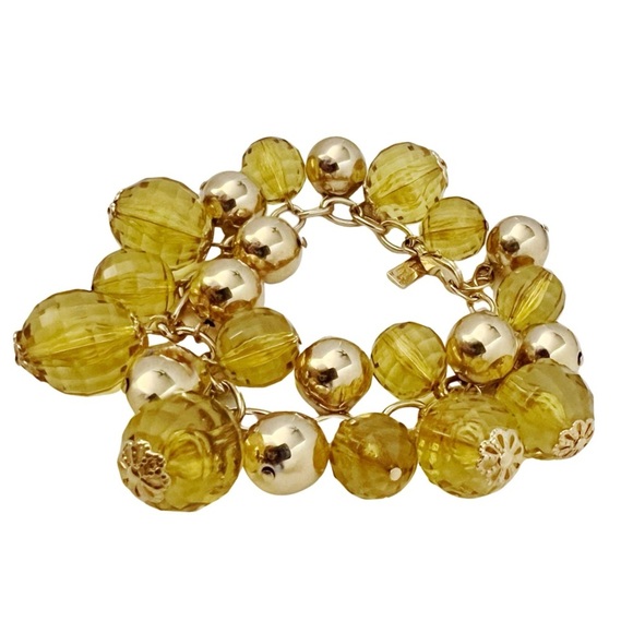KATE SPADE 2009 Holiday Collection Citrine Yellow Gold Vintage Bead Bracelet - Picture 6 of 6